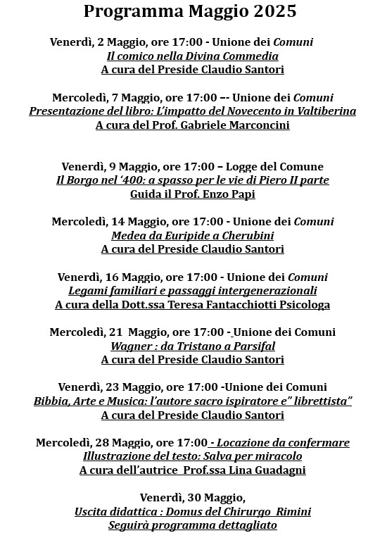 Programma Universit Libera Maggio
