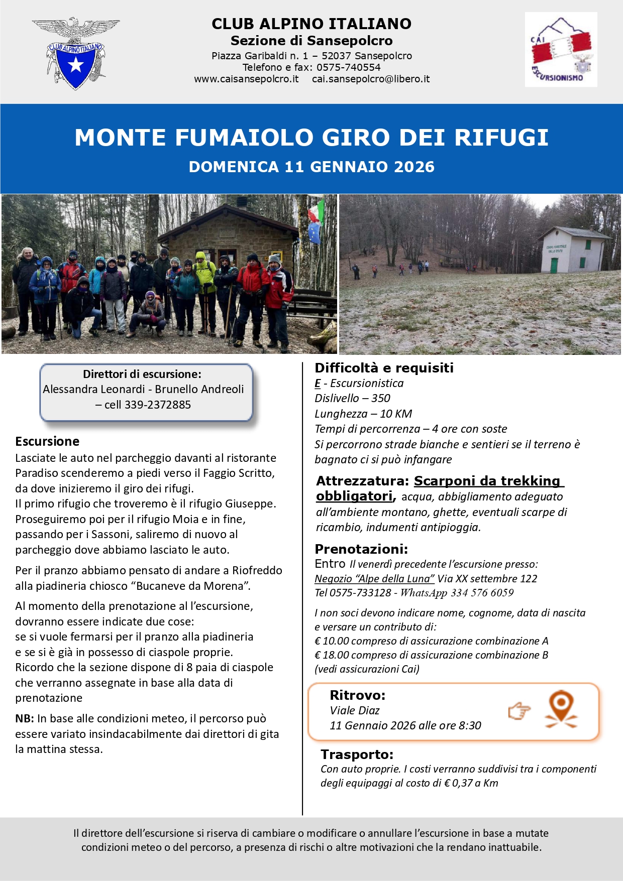 Monte Fumaiolo Giro dei Rifugi - 11 gennaio