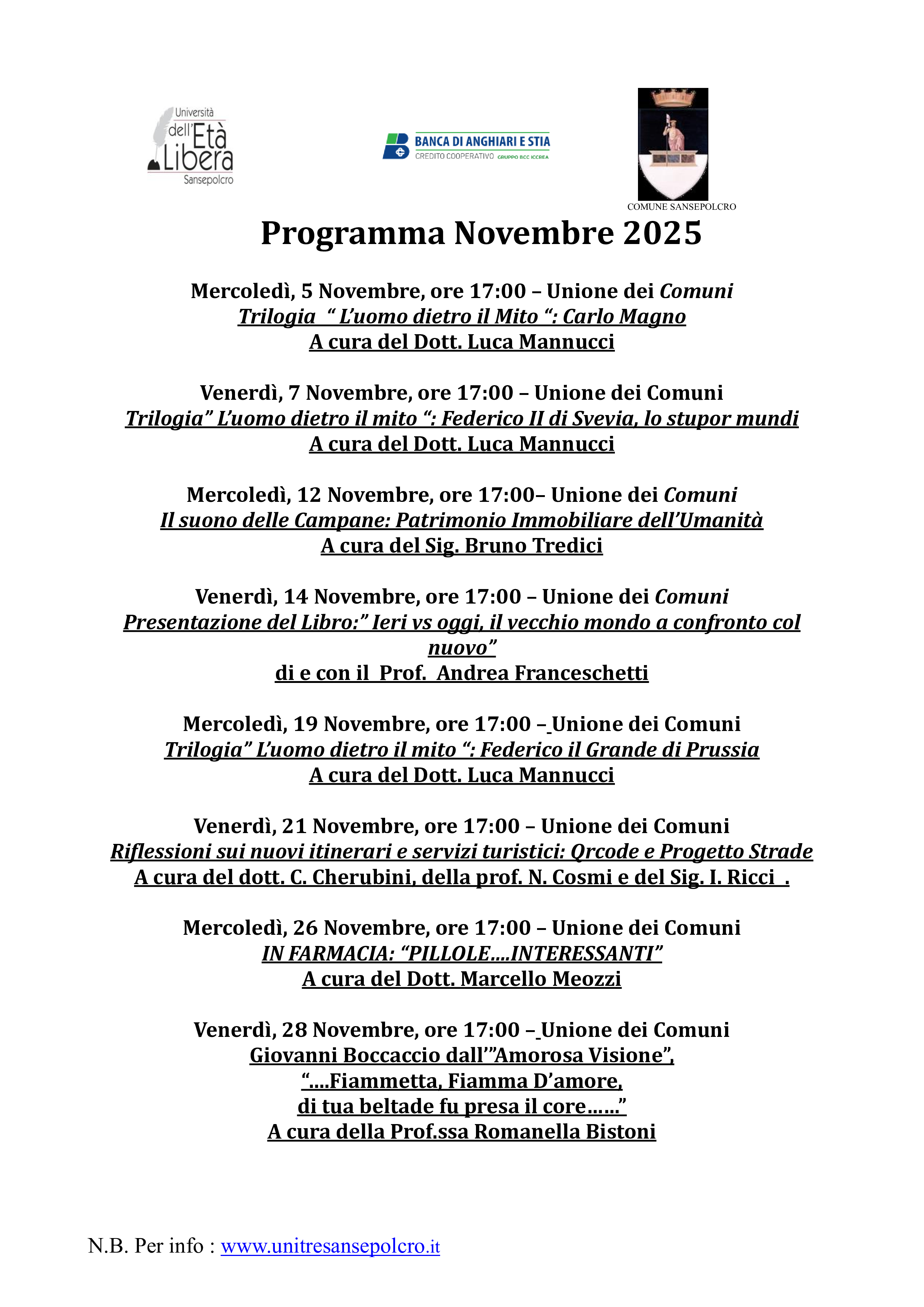 Programma novembre