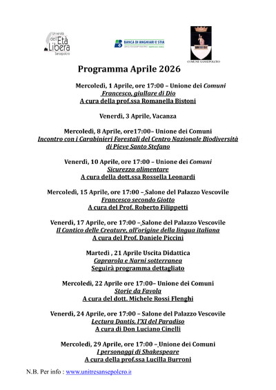 Programma Aprile 2026