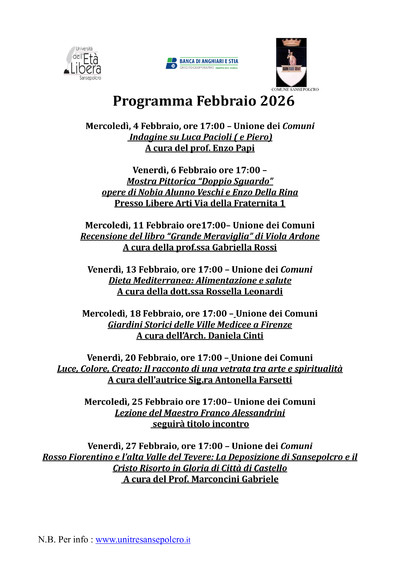 Programma Febbraio 2026